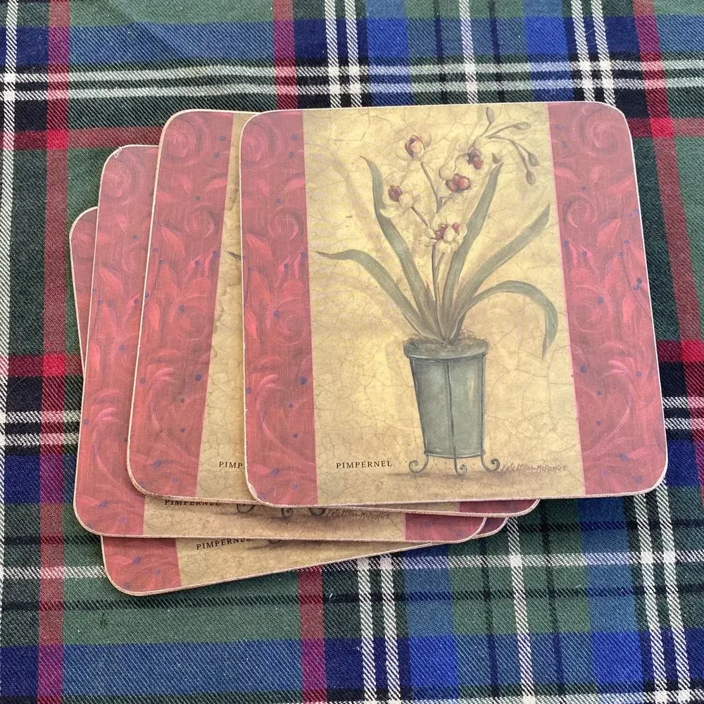 Set of 4 Pimpernel Coasters Cork‎ Backed, Excellent Condition!
